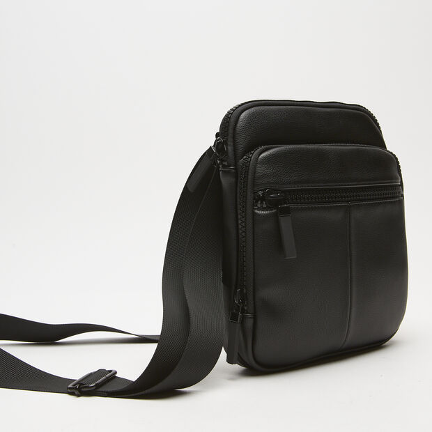 Sac bandouli&egrave;re avec triple zip, Noir