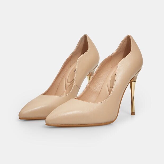 Escarpins pour femme wave avec talon aiguille dor&eacute;, Rose