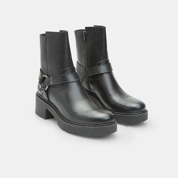 Bottine en cuir avec bande et boucle Bata, 