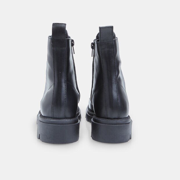 Bottines &agrave; lacets en cuir pour femme, Noir