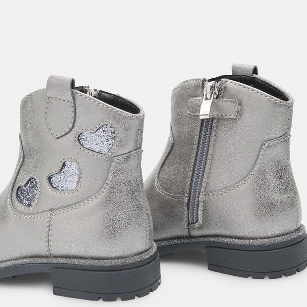 Bottine Bubblegummers pour fille avec c&oelig;urs en lurex, Gris