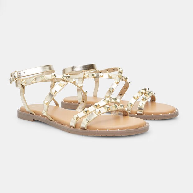 Sandales pour femme avec studs, Or