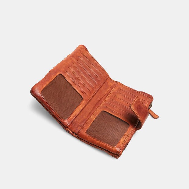 Portefeuille en cuir tress&eacute; pour femme, 