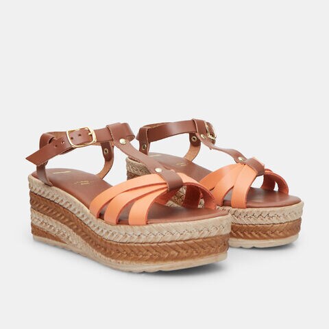 Sandales en cuir pour femme avec plateforme BATA, Marron