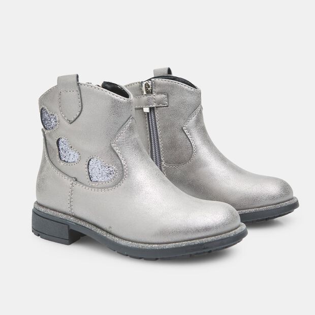 Bottine Bubblegummers pour fille avec c&oelig;urs en lurex, Gris