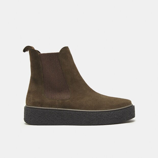 Bottines Chelsea en cuir velours, Vert