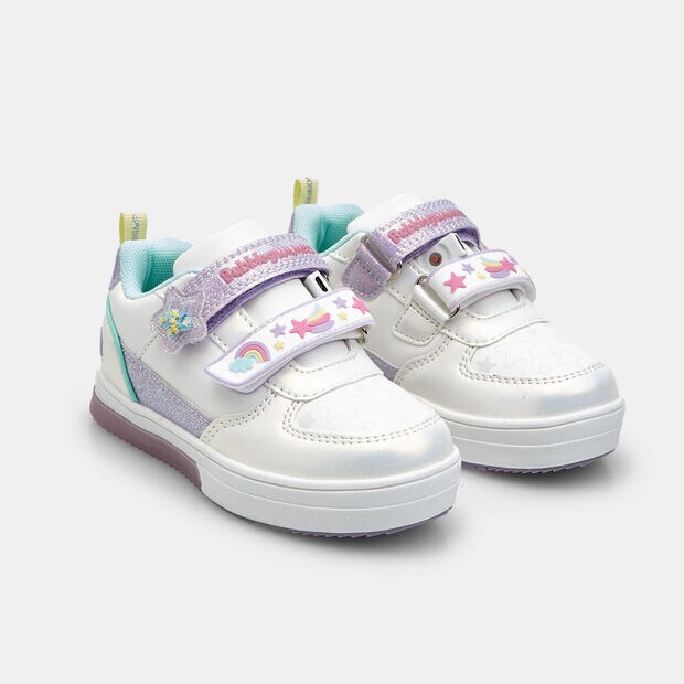 Baskets pour fille Bubblegummers avec bride velcro, Blanc