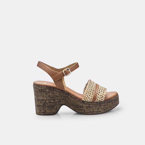 Sandales à talon compensé pour femme BATA, Bronzer