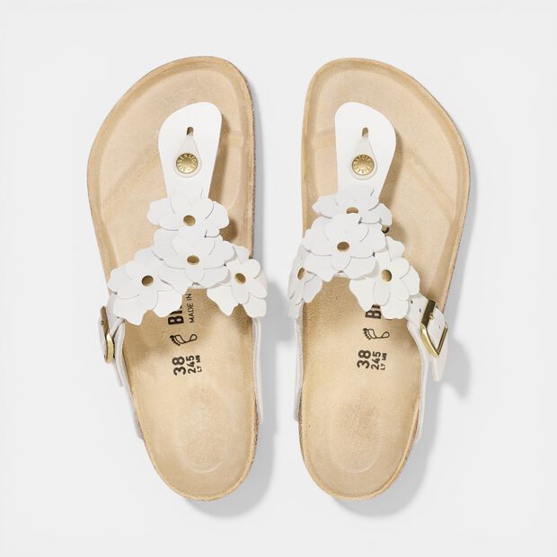 Sandales pour femme Birkenstock Gizeh Flowers, Blanc