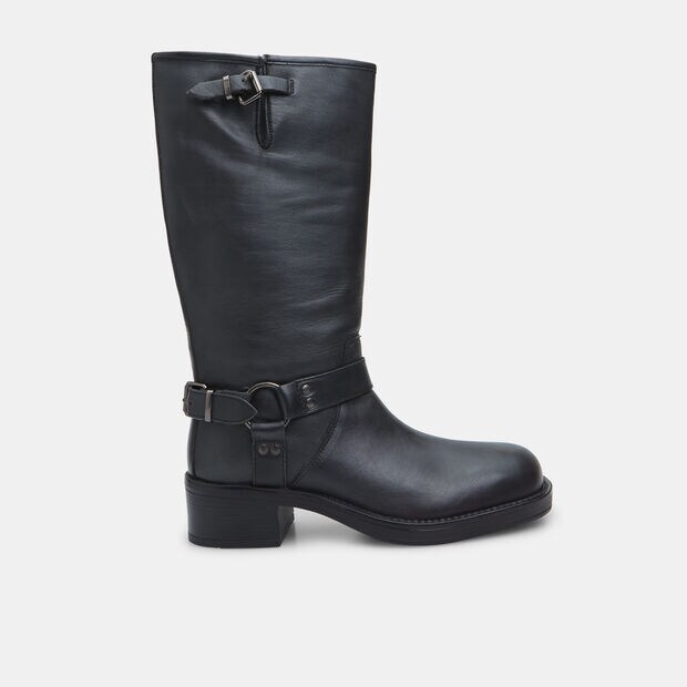 Bottes en cuir pour femme avec d&eacute;tail boucle, 