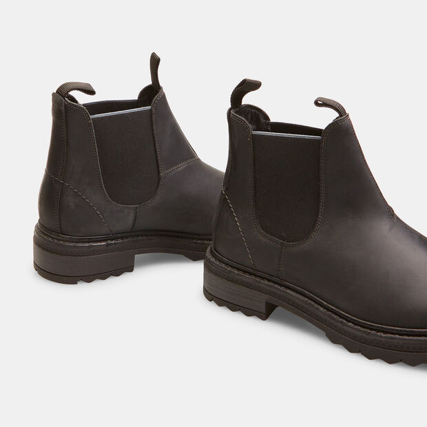 Bottes chelsea pour homme en cuir, Noir