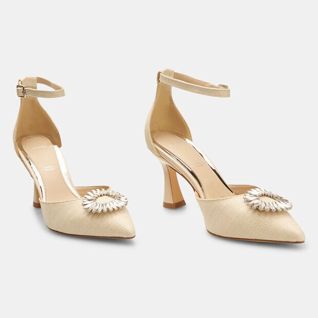 Escarpins pour femme avec application bijou , Beige