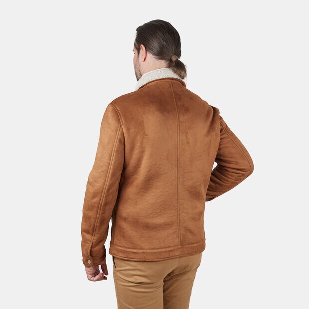 Veste motarde pour homme effet cuir velours , Bronzer