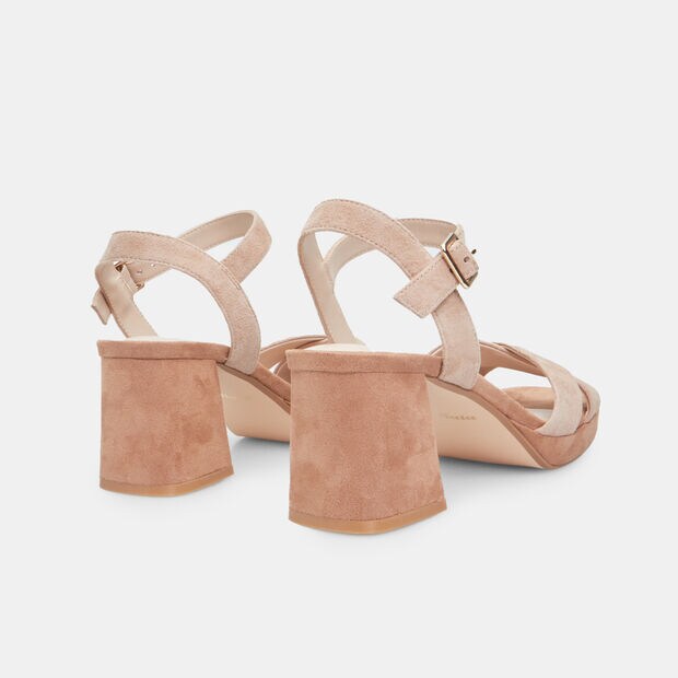 Sandales en daim pour femme avec talon de 7 cm et plateforme de 1 cm BATA, Marron