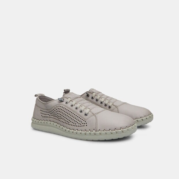 Sneakers pour femme en cuir, Gris