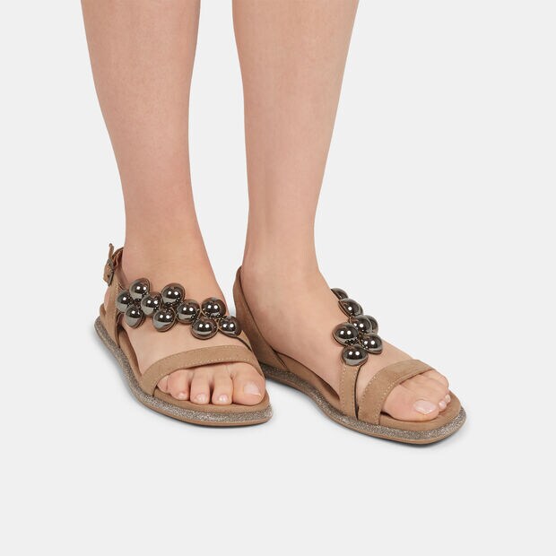Sandales plates pour femme , Taupe
