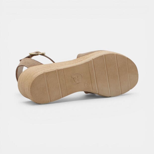Sandales en daim avec talon compens&eacute; pour femme BATA, Beige
