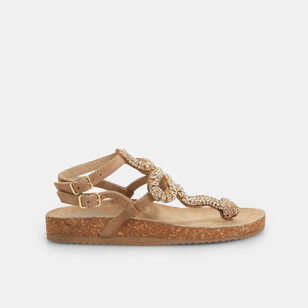 Sandales pour femme en cuir avec serpent , Taupe