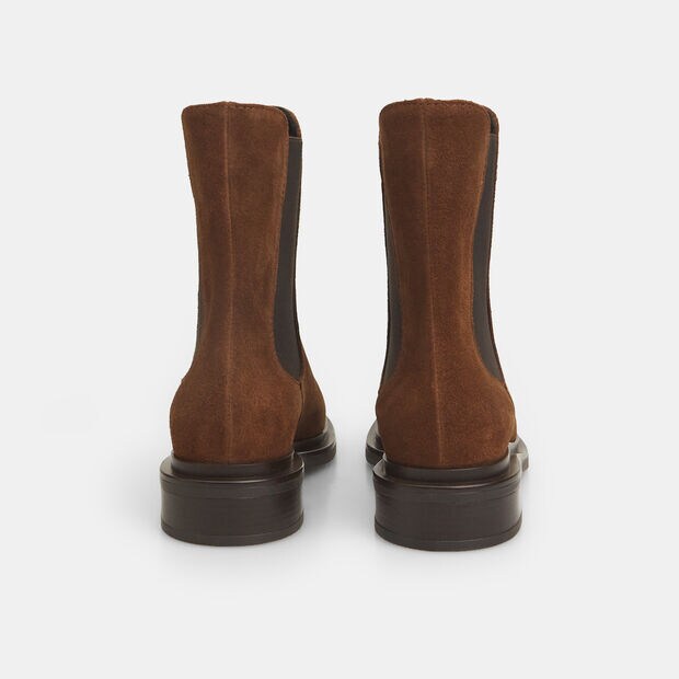 Chelsea boots pour femme en cuir velours, Marron