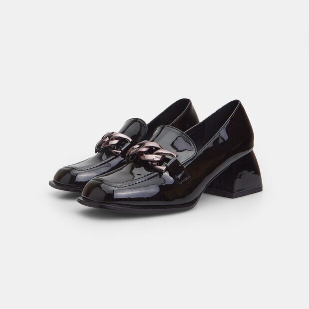 Mocassins pour femme avec talon moyen, Noir