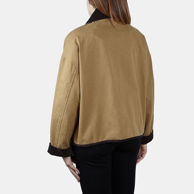 Veste pour femme avec d&eacute;tails en velours, Beige