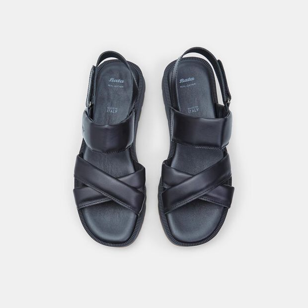 Sandales en cuir avec plateforme pour femme BATA, Noir