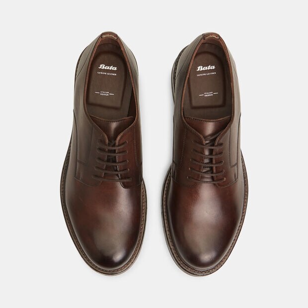 Chaussures &agrave; lacets pour homme en cuir, Marron