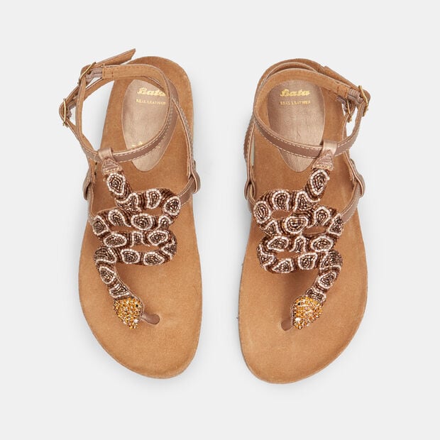 Sandales en cuir pour femme, Bronze