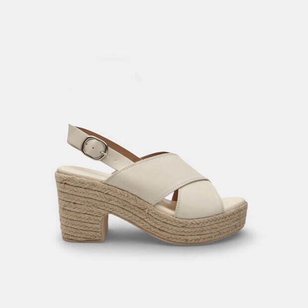 Sandale femme &agrave; semelle compens&eacute;e avec bride r&eacute;glable Bata, Blanc