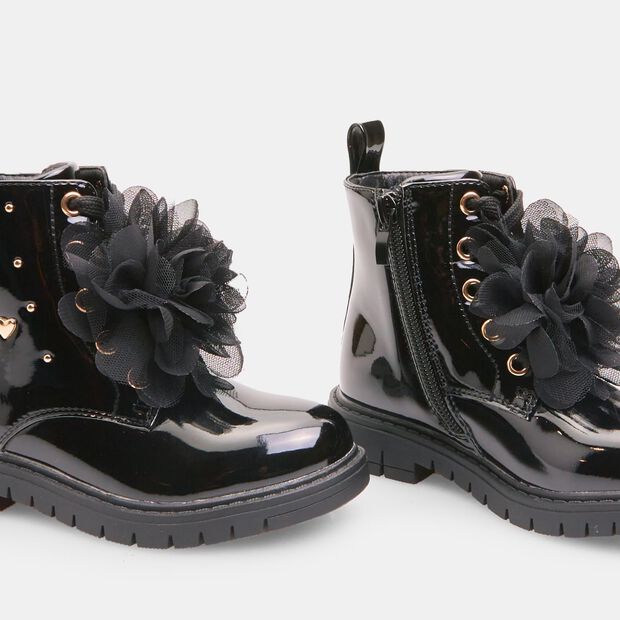 Bottine Bubblegummers pour fille avec coeurs et accessoire amovible, Noir