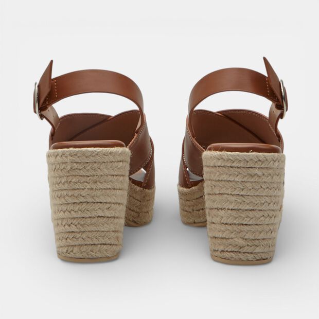 Sandale femme &agrave; semelle compens&eacute;e avec bride r&eacute;glable Bata, Marron