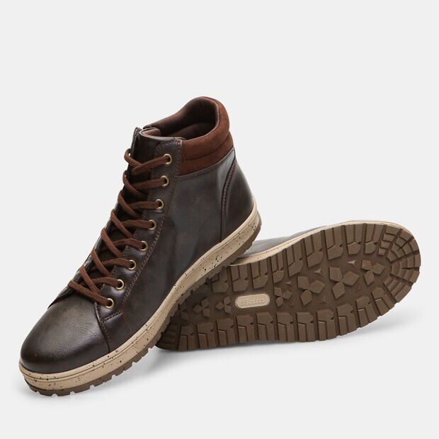 Bottines pour homme avec lacets et fermeture &eacute;clair, Marron