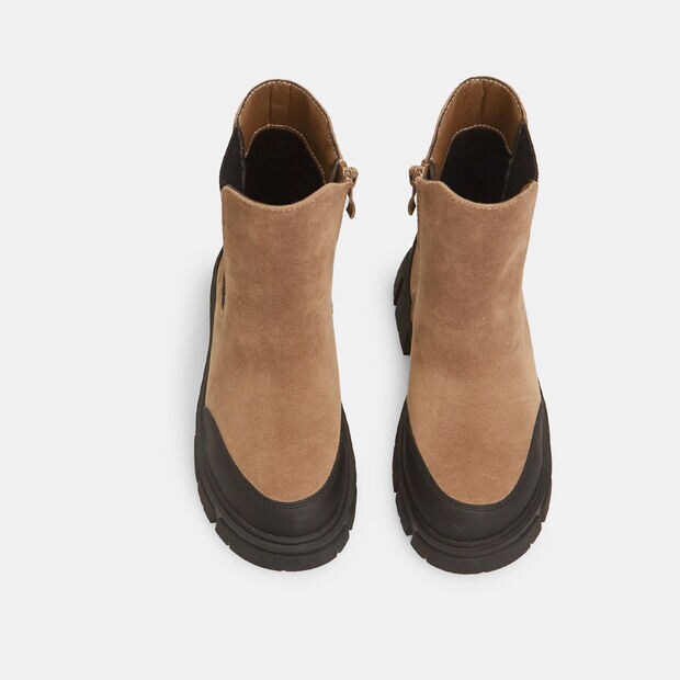 Chelsea boot pour fille effet daim , Marron