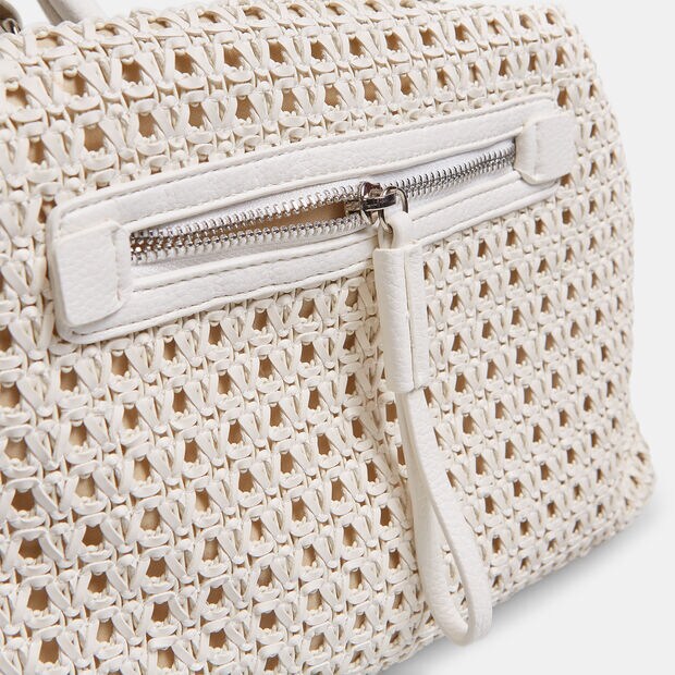 Sac &agrave; main pour femme effet cuir perfor&eacute;, Blanc
