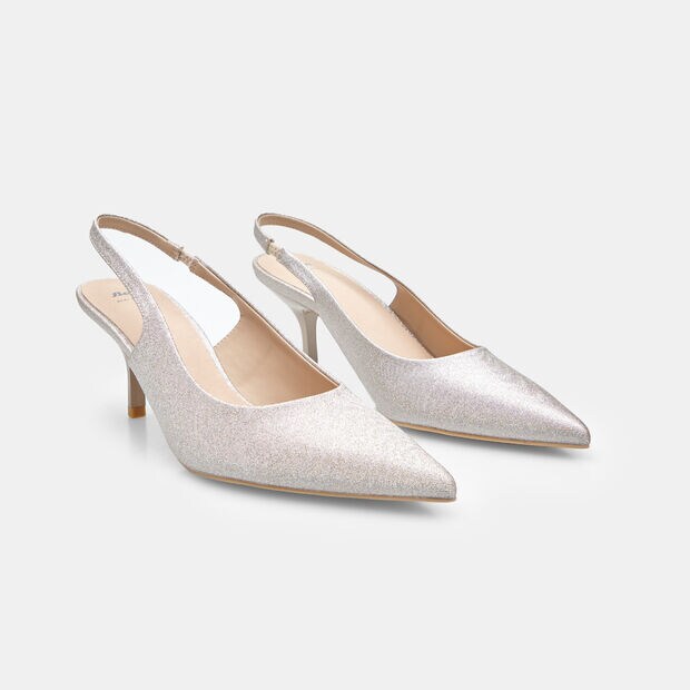 Escarpins slingback &agrave; talon et bout pointu Bata, Or