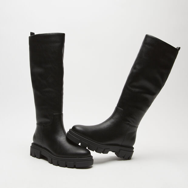 Combat boots avec semelle crant&eacute;e, Noir