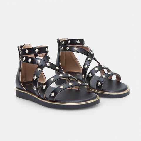 Sandales pour fille avec zip, Noir