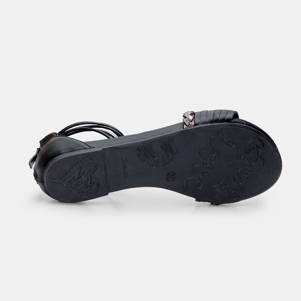 Sandales pour femme avec lani&egrave;res, Noir