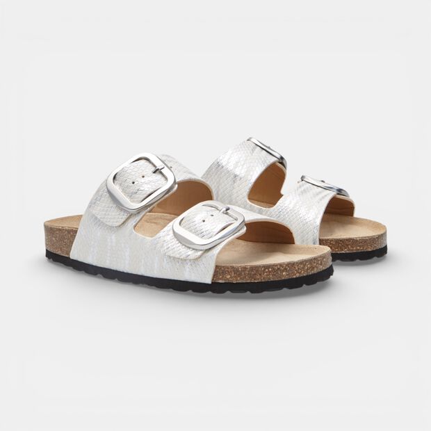 Sandale Fussbett avec double bride &agrave; boucle Bata, Blanc