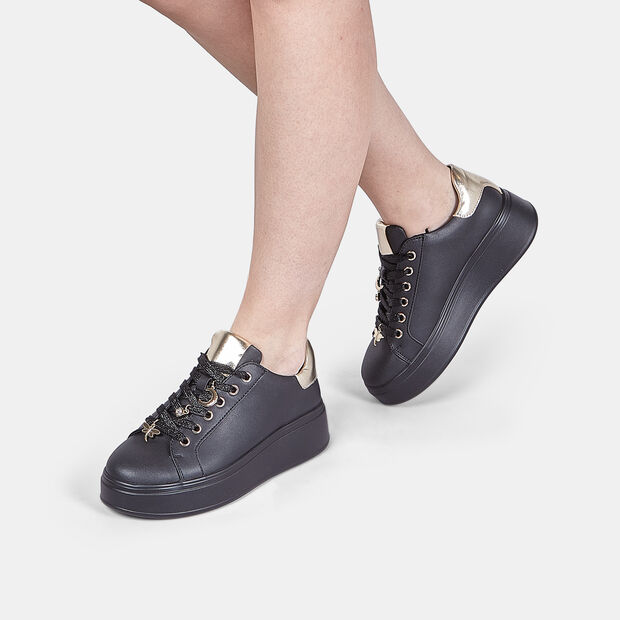 Sneakers pour femme avec lacets et applications bijou, 