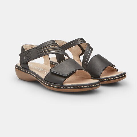 Sandale en cuir pour femme Rieker, Noir