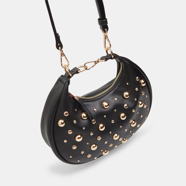 Sac bandouli&egrave;re pour femme avec rivets, Noir