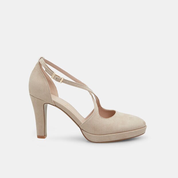 Escarpins pour femme avec talon 9 cm et plateforme 1,3 cm BATA, Beige