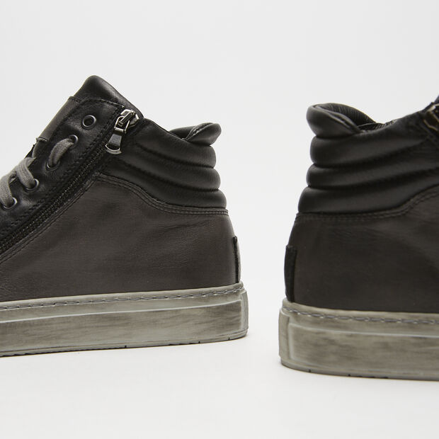 Sneakers hautes pour homme en cuir, Gris