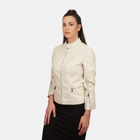 Blouson moto pour femme, Blanc
