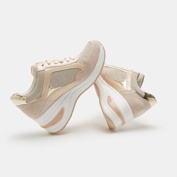 Baskets classiques avec plateforme, Beige