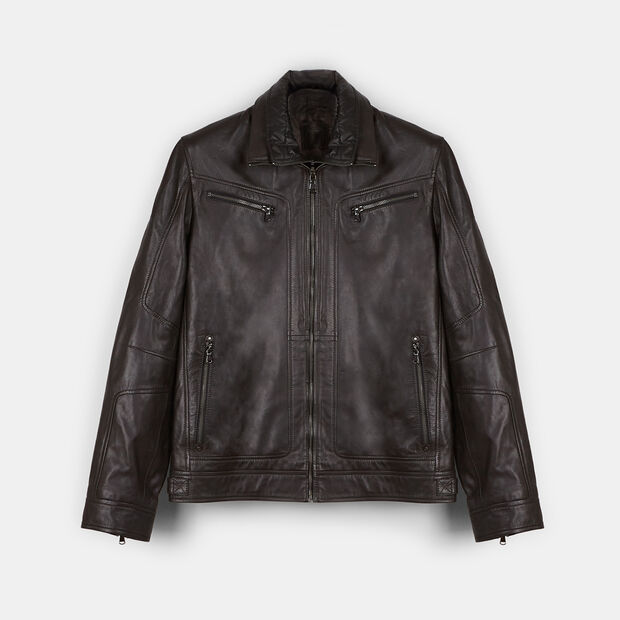 Blouson homme en cuir, Marron