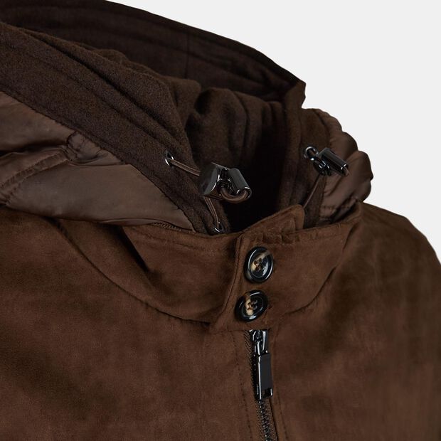 Bomber pour homme avec capuche, Marron