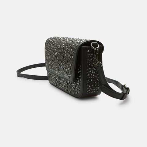 Sac bandouli&egrave;re pour femme avec rivets, Noir