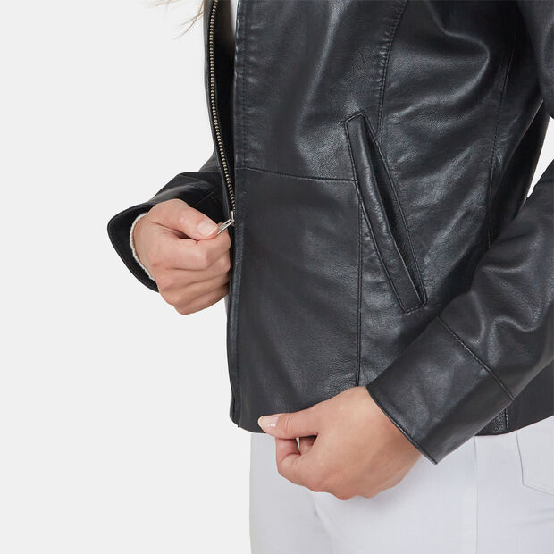 Veste biker pour femme en cuir, 